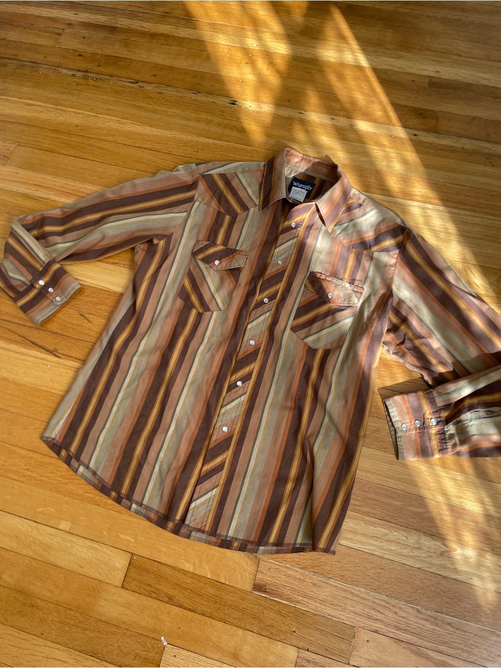 Vintage Wrangler Men's Brown Multi-Stripe Western Shirt